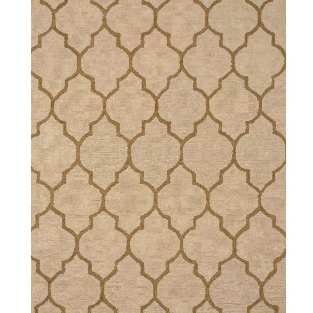 Light Beige Hand-Tufted Wool Traditional Moroccan Rug, 5' x 7'